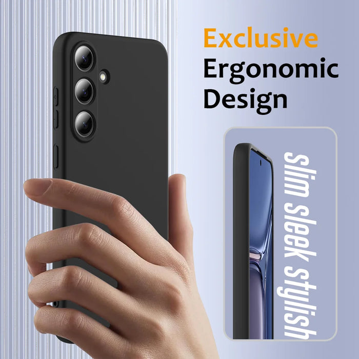 For Samsung Galaxy S25 FE Magnetic Case Anti-Drop Liquid Silicone Phone Cover - Black - 4