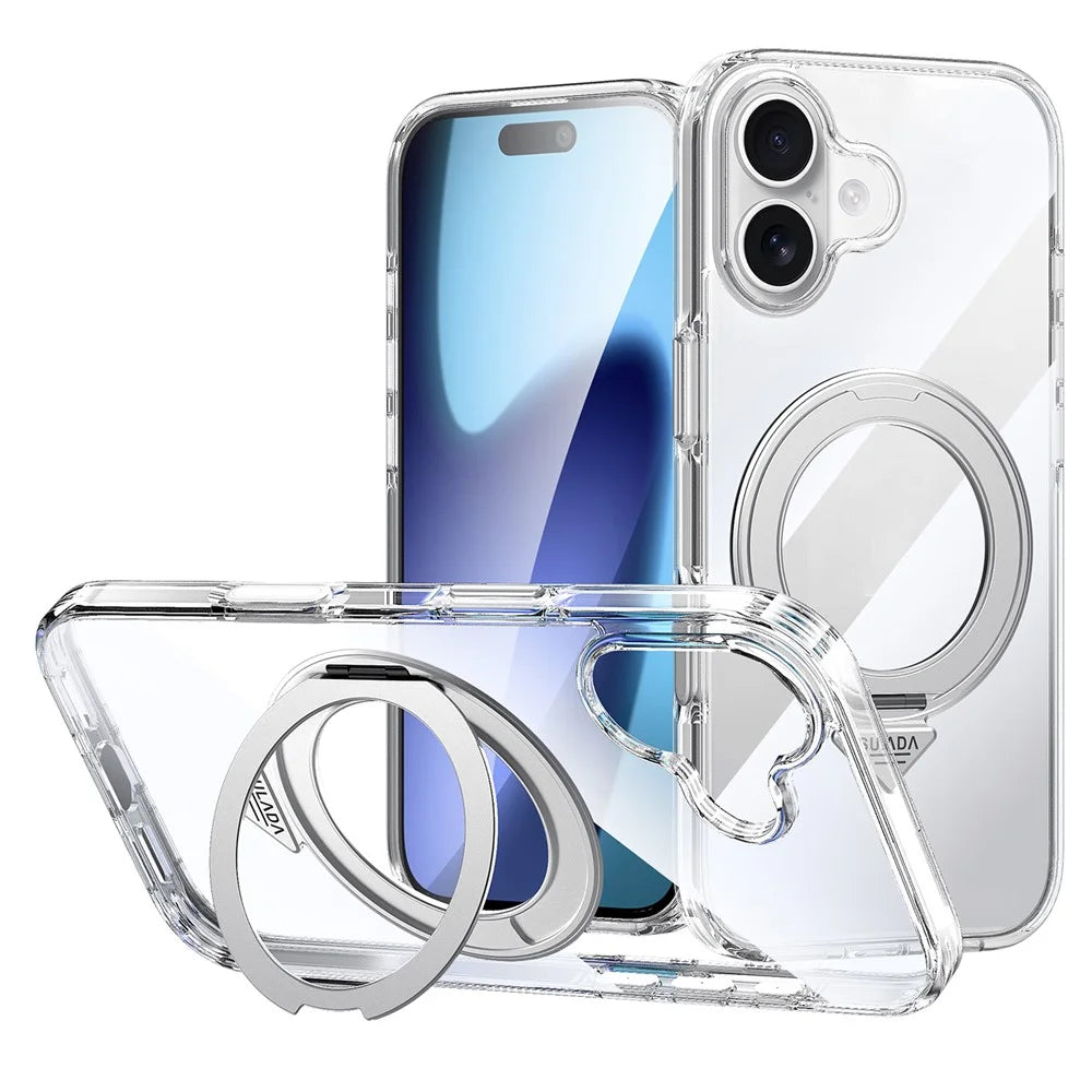 SULADA For iPhone 17 Magnetic Case with Kickstand TPU + PC Clear Phone Cover - 1