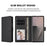 For Samsung Galaxy Z Fold7 5G Leather Case Wallet Stand Phone Cover with Wrist Strap - Black - 2