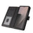 For Samsung Galaxy Z Fold7 5G Leather Case Wallet Stand Phone Cover with Wrist Strap - Black - 6