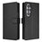 For Samsung Galaxy Z Fold7 5G Wallet Case RFID Blocking Calf Texture Leather Stand Phone Cover with Strap - Black - 1