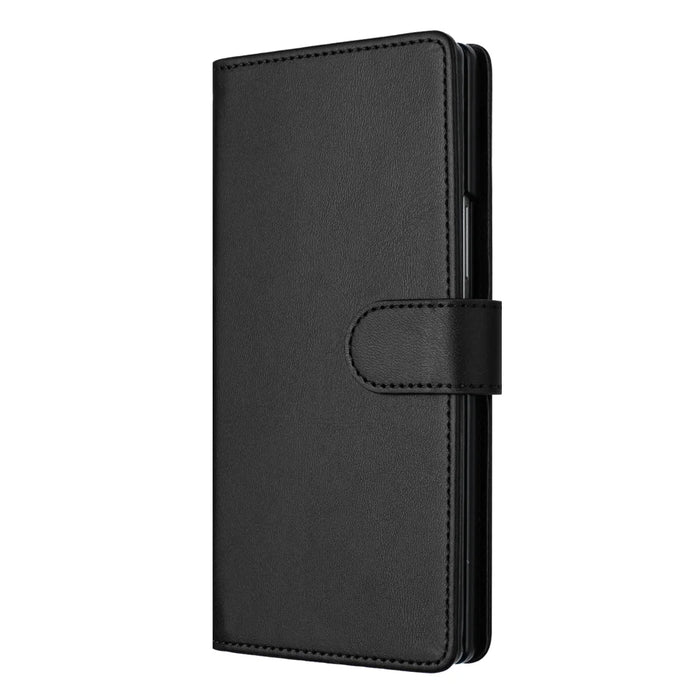 For Samsung Galaxy Z Fold7 5G Wallet Case RFID Blocking Calf Texture Leather Stand Phone Cover with Strap - Black - 2