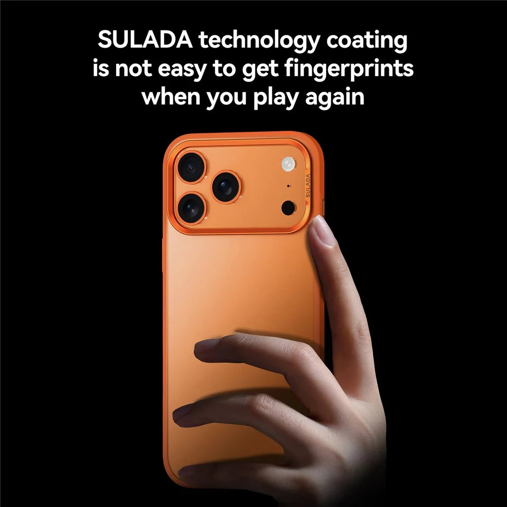 SULADA For iPhone 17 Pro Case PC+TPU Shockproof Matte Phone Protector Cover - Orange - 6