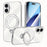 SULADA For iPhone 17 Case Compatible with MagSafe Electroplated Foldable Kickstand Clear PC Phone Cover - Titanium - 1