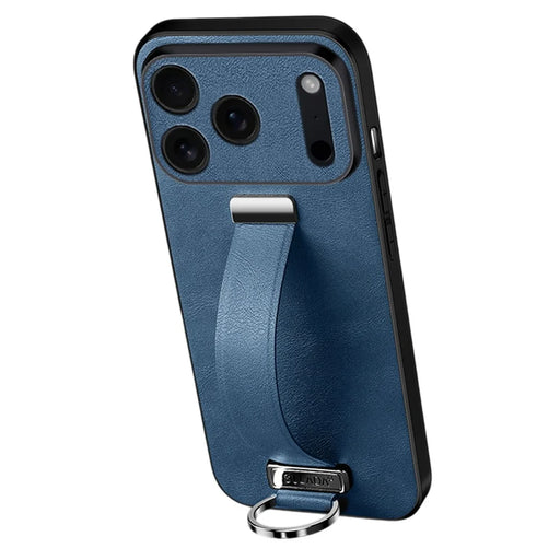 SULADA Fashion Series for iPhone 17 Pro Case Wristband Kickstand Leather Back Phone Cover - Blue - 1