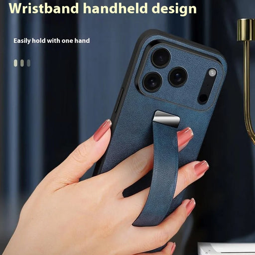 SULADA Fashion Series for iPhone 17 Pro Case Wristband Kickstand Leather Back Phone Cover - Blue - 2