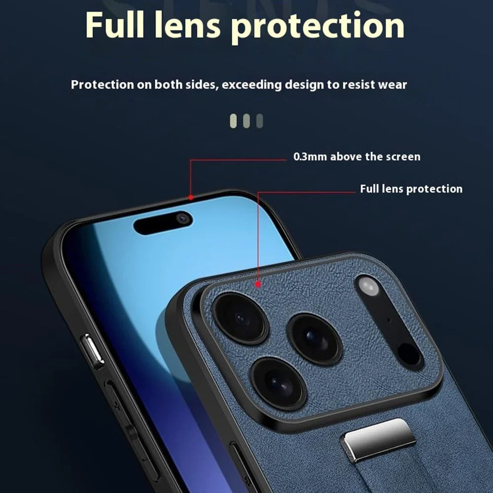 SULADA Fashion Series for iPhone 17 Pro Case Wristband Kickstand Leather Back Phone Cover - Blue - 3