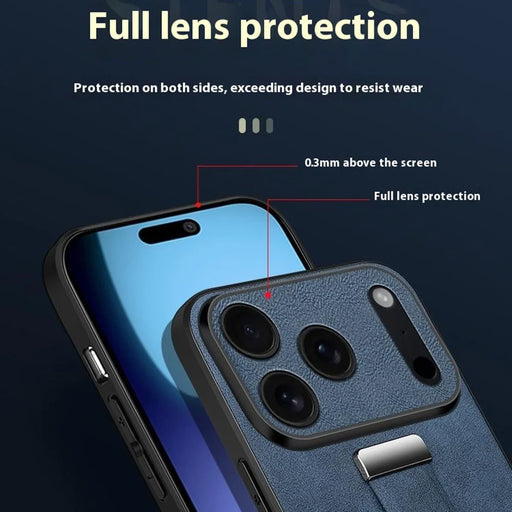SULADA Fashion Series for iPhone 17 Pro Max Case Wristband Kickstand Leather Back Phone Cover - Black - 2