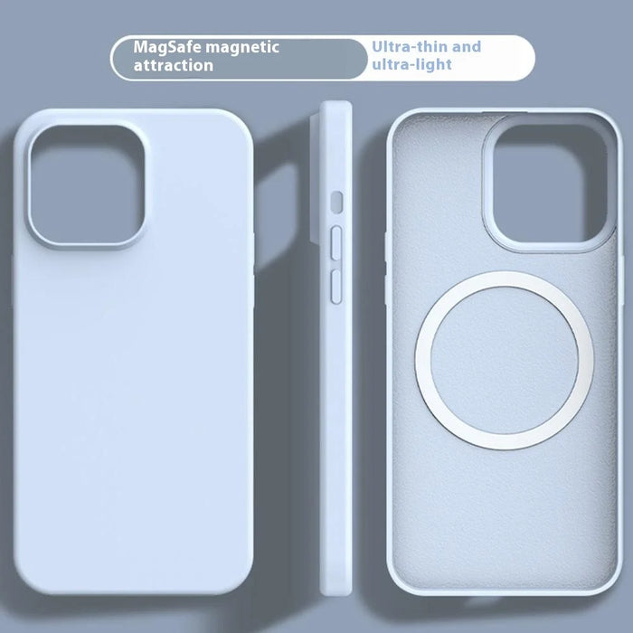 For iPhone 16 Pro Max Case Compatible with MagSafe Ultra Thin Liquid Silicone + PC Phone Cover - Glacier Blue - 3