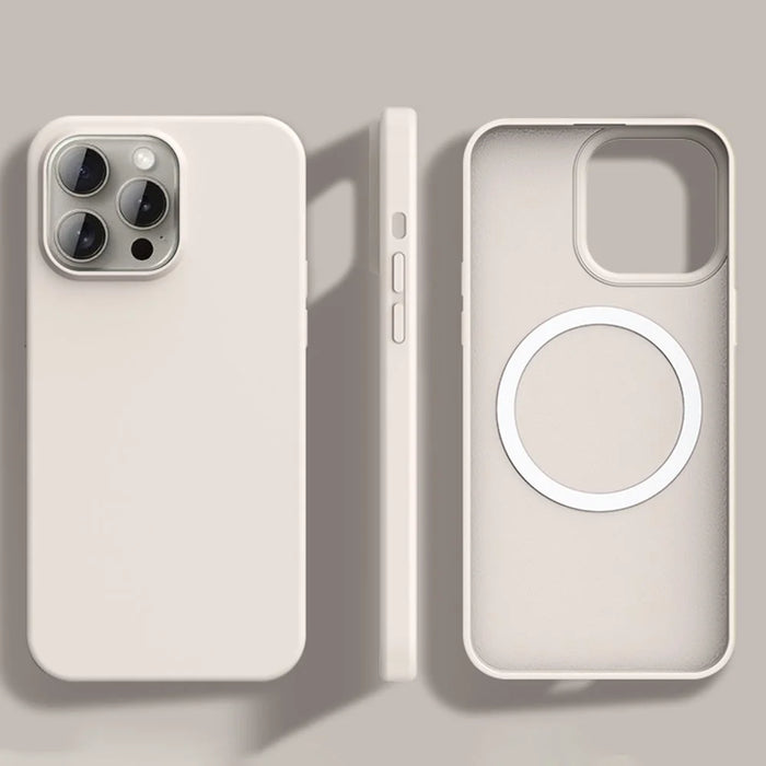 For iPhone 13 Pro Max Case Compatible with MagSafe Ultra Thin Liquid Silicone + PC Phone Cover - Antique White - 1