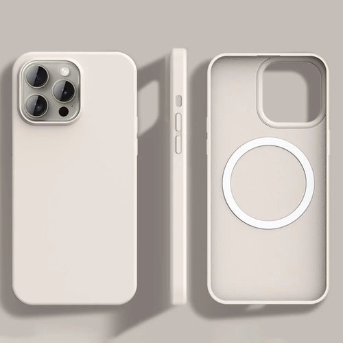 For iPhone 13 Pro Case Compatible with MagSafe Ultra Thin Liquid Silicone + PC Phone Cover - Antique White - 1