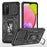 For Samsung Galaxy A03s (166.5mm) Hybrid Hard PC Soft TPU Shockproof Case Ring Car Mount Kickstand Back Shell with Camera Cover - Black - 1