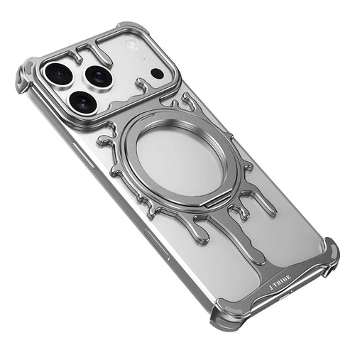 Glacier Series for iPhone 17 Pro Max Bumper Case Rotating Kickstand Metal Phone Cover Compatible with MagSafe - Dark Grey - 1