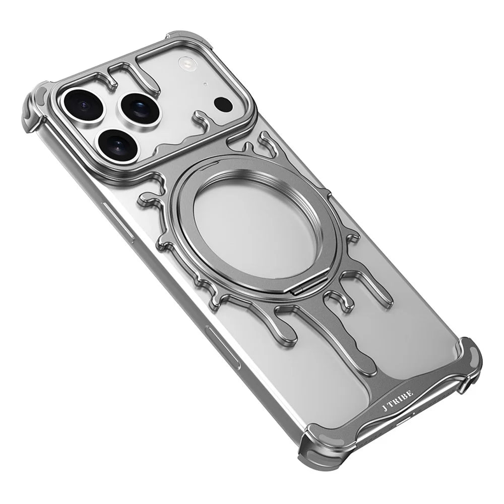 Glacier Series for iPhone 17 Pro Max Bumper Case Rotating Kickstand Metal Phone Cover Compatible with MagSafe - Dark Grey - 1