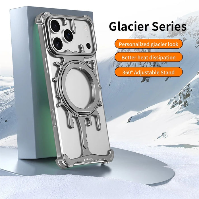 Glacier Series for iPhone 17 Pro Max Bumper Case Rotating Kickstand Metal Phone Cover Compatible with MagSafe - Dark Grey - 2