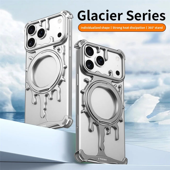 Glacier Series for iPhone 17 Pro Max Bumper Case Rotating Kickstand Metal Phone Cover Compatible with MagSafe - Dark Grey - 3