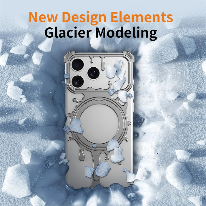 Glacier Series for iPhone 17 Pro Max Bumper Case Rotating Kickstand Metal Phone Cover Compatible with MagSafe - Dark Grey - 4