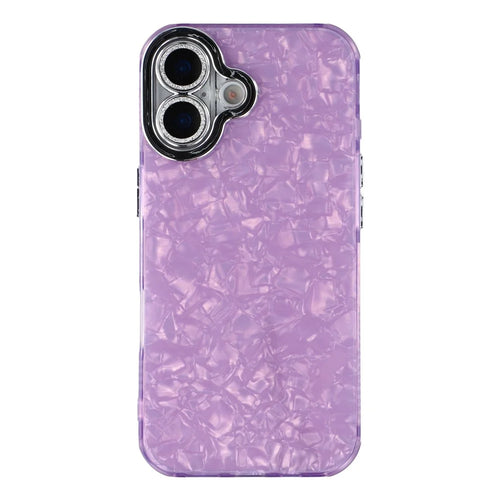 For iPhone 17 Case IMD Design Shockproof Hybrid Phone Cover with Glass Lens Film - Shell Pattern  /  Purple - 1