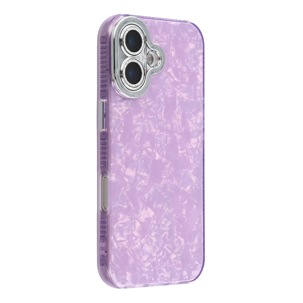 For iPhone 17 Case IMD Design Shockproof Hybrid Phone Cover with Glass Lens Film - Shell Pattern  /  Purple - 3