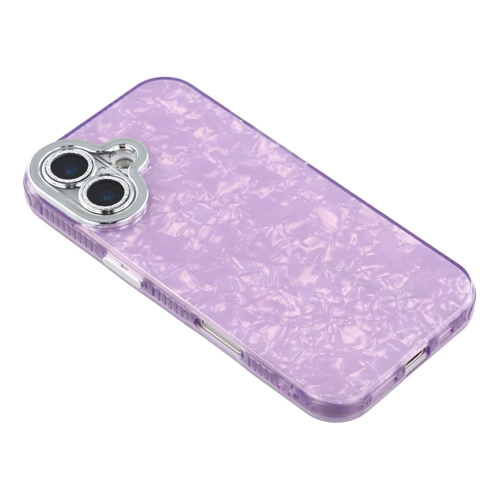 For iPhone 17 Case IMD Design Shockproof Hybrid Phone Cover with Glass Lens Film - Shell Pattern  /  Purple - 4