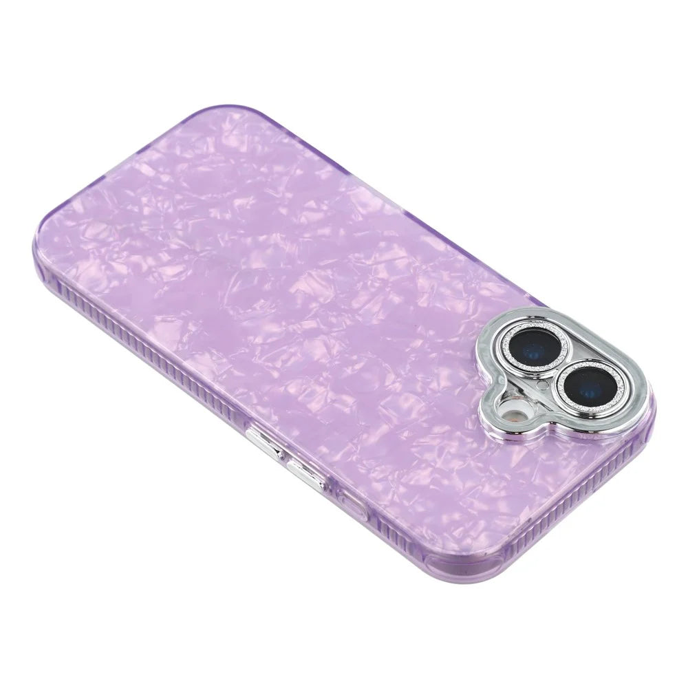 For iPhone 17 Case IMD Design Shockproof Hybrid Phone Cover with Glass Lens Film - Shell Pattern  /  Purple - 5