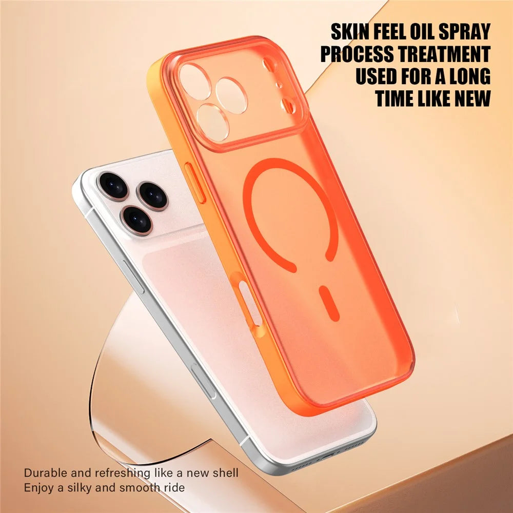 For iPhone 17 Pro Case Compatible with MagSafe Skin Feel Frosted PC + TPU Phone Cover - Orange - 2