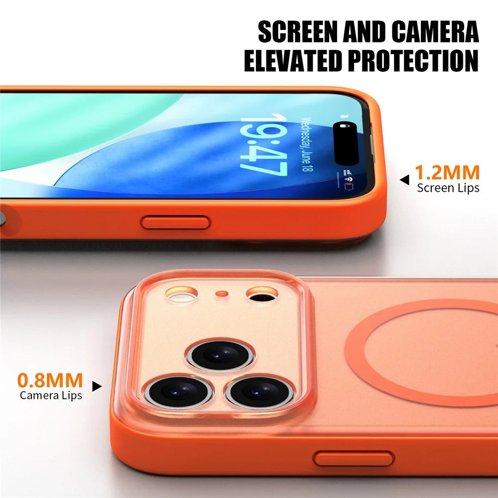 For iPhone 17 Pro Case Compatible with MagSafe Skin Feel Frosted PC + TPU Phone Cover - Orange - 4