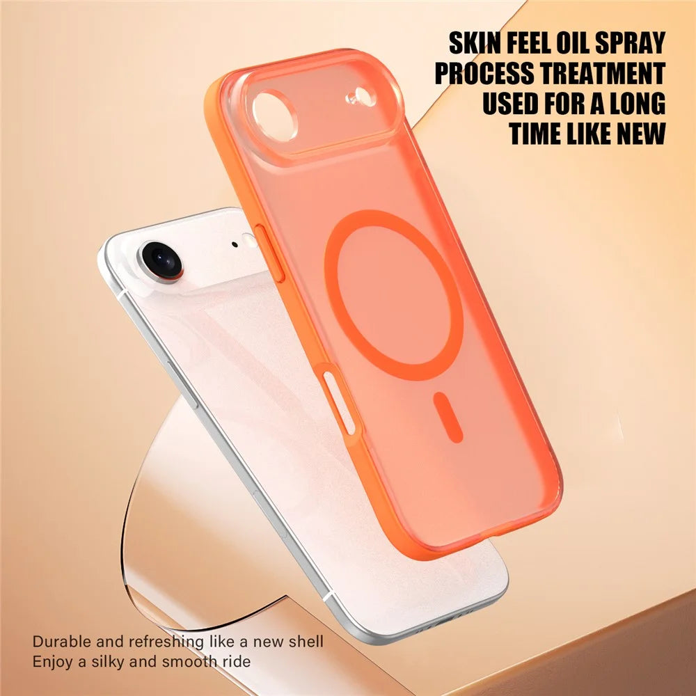 For iPhone Air Case Compatible with MagSafe Skin Feel Frosted PC + TPU Phone Cover - Orange - 2