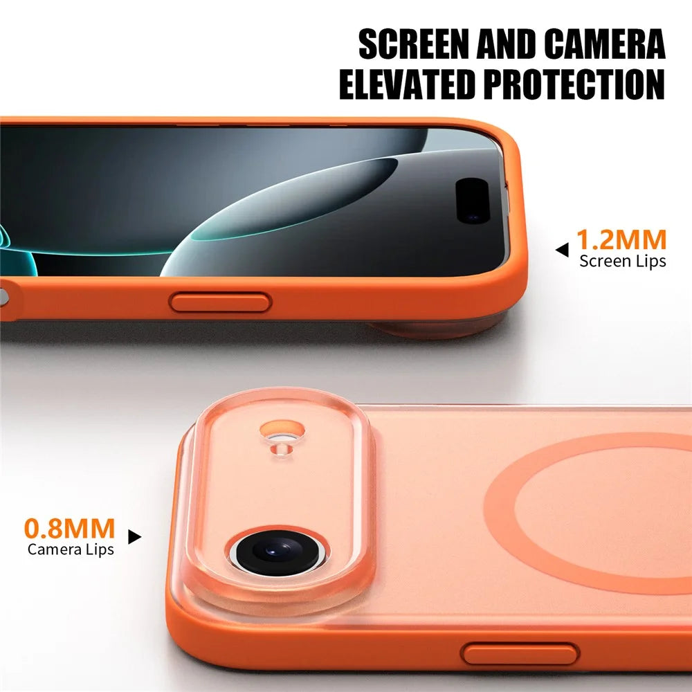 For iPhone Air Case Compatible with MagSafe Skin Feel Frosted PC + TPU Phone Cover - Orange - 3