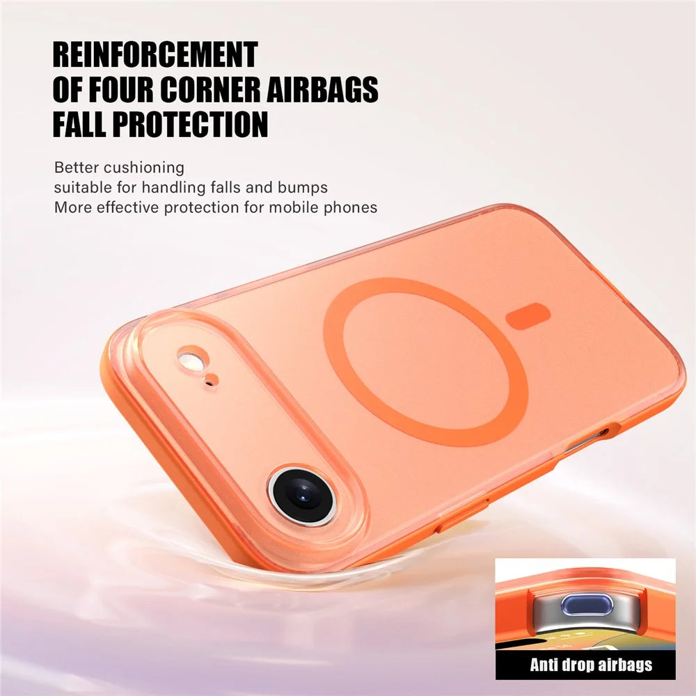 For iPhone Air Case Compatible with MagSafe Skin Feel Frosted PC + TPU Phone Cover - Orange - 4