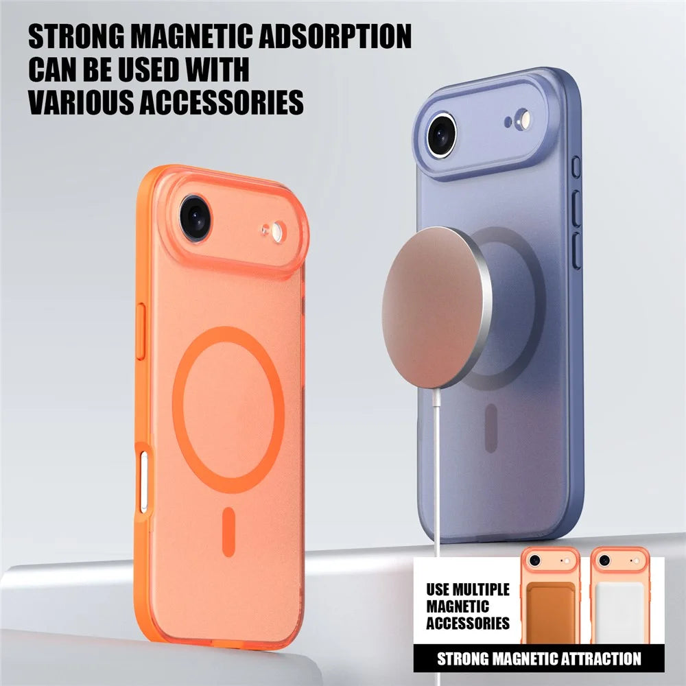 For iPhone Air Case Compatible with MagSafe Skin Feel Frosted PC + TPU Phone Cover - Orange - 6