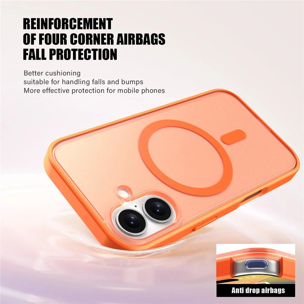 For iPhone 17 Case Compatible with MagSafe Skin Feel Frosted PC + TPU Phone Cover - Orange - 3