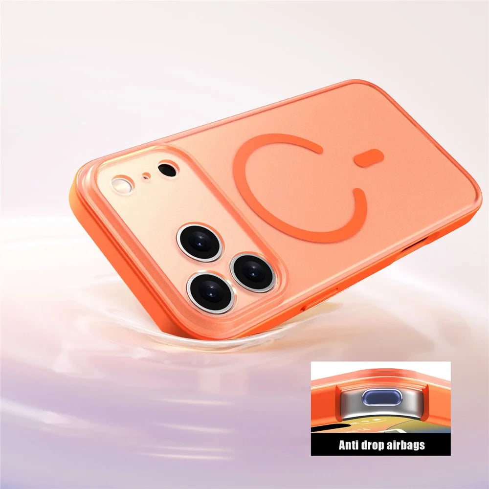 For iPhone 17 Pro Max Case Compatible with MagSafe Skin Feel Frosted PC + TPU Phone Cover - Orange - 3
