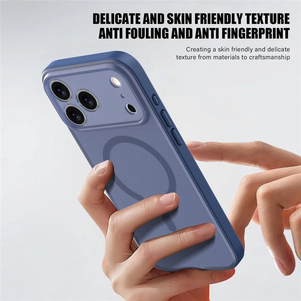 For iPhone 17 Pro Max Case Compatible with MagSafe Skin Feel Frosted PC + TPU Phone Cover - Orange - 5
