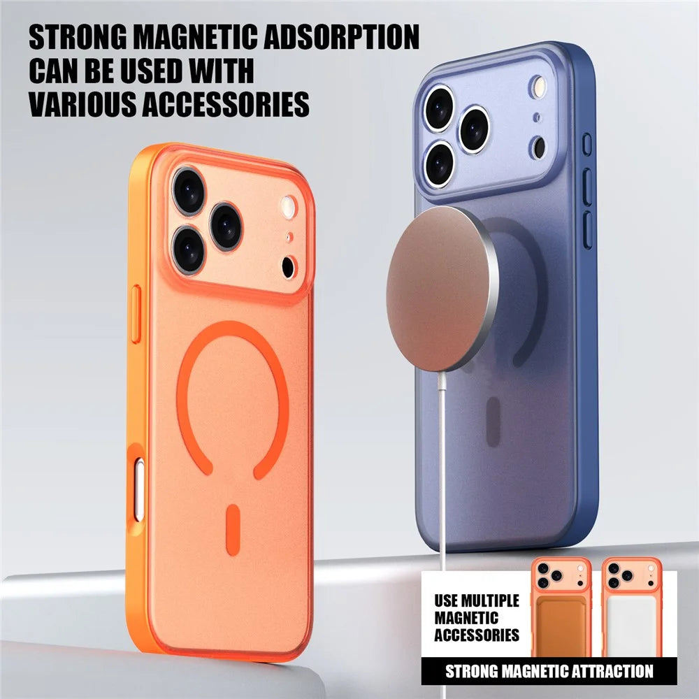 For iPhone 17 Pro Max Case Compatible with MagSafe Skin Feel Frosted PC + TPU Phone Cover - Orange - 7