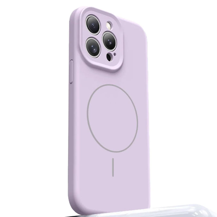 For iPhone 15 Pro Case Compatible with MagSafe Soft Skin-Touch Liquid Silicone + PC Phone Cover - Light Purple - 1