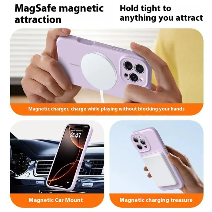 For iPhone 15 Pro Case Compatible with MagSafe Soft Skin-Touch Liquid Silicone + PC Phone Cover - Light Purple - 2