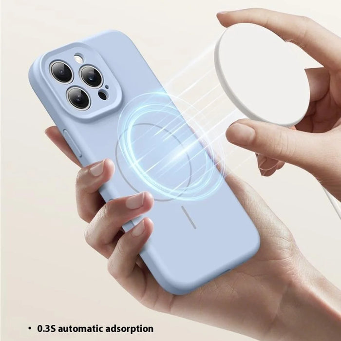 For iPhone 15 Pro Max Case Compatible with MagSafe Soft Skin-Touch Liquid Silicone + PC Phone Cover - Light Purple - 5