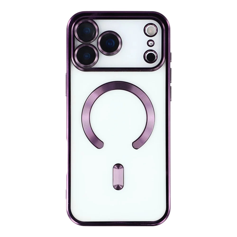 For iPhone 17 Pro Magnetic Case CD Veins Glass Lens Guard TPU Phone Back Cover - Purple - 3
