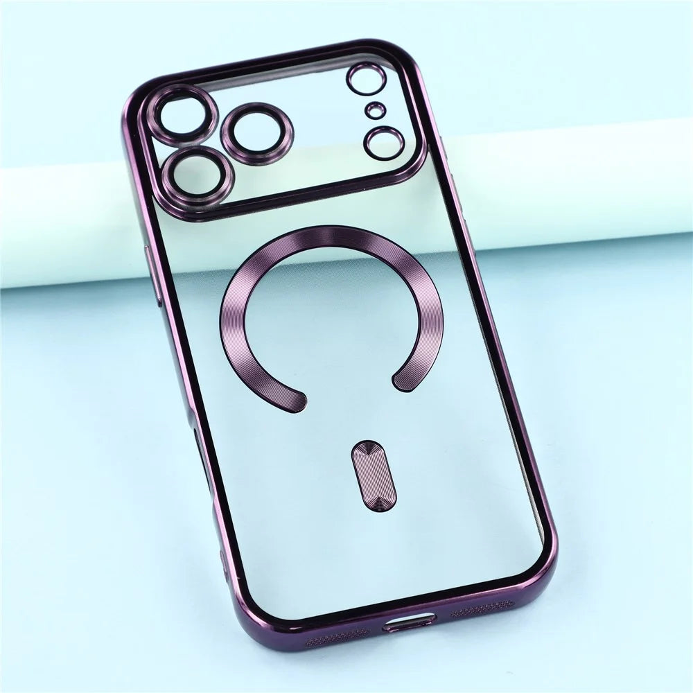For iPhone 17 Pro Magnetic Case CD Veins Glass Lens Guard TPU Phone Back Cover - Purple - 6