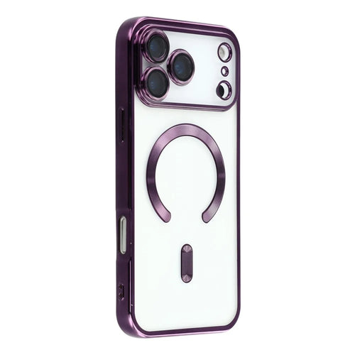 For iPhone 17 Pro Max Magnetic Case CD Veins Glass Lens Guard TPU Phone Back Cover - Purple - 1
