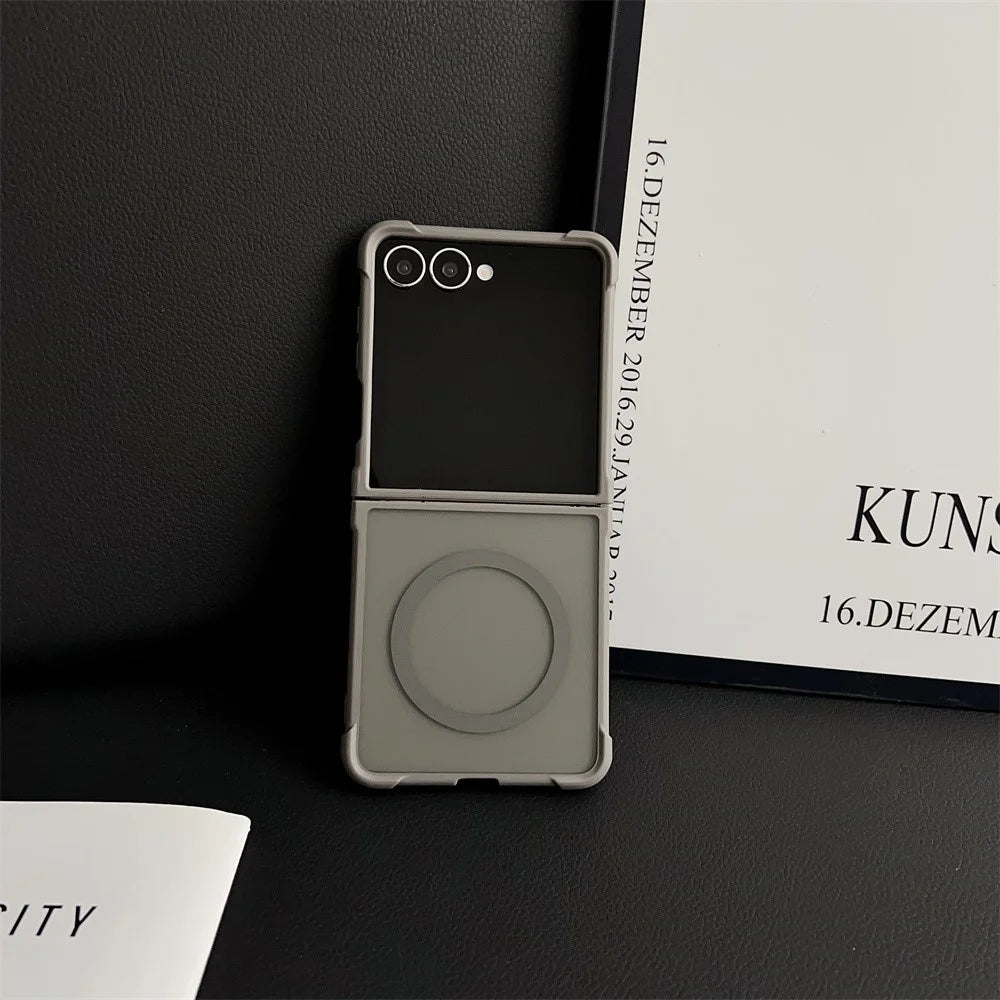 For Samsung Galaxy Z Flip7 5G Magnetic Case Shockproof Matte PC + TPU Phone Cover - Grey - 2