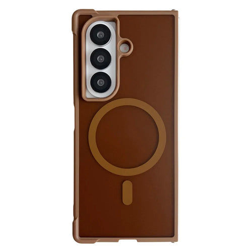 For Samsung Galaxy Z Fold7 5G Magnetic Case Shockproof Matte PC + TPU Phone Cover - Brown - 1
