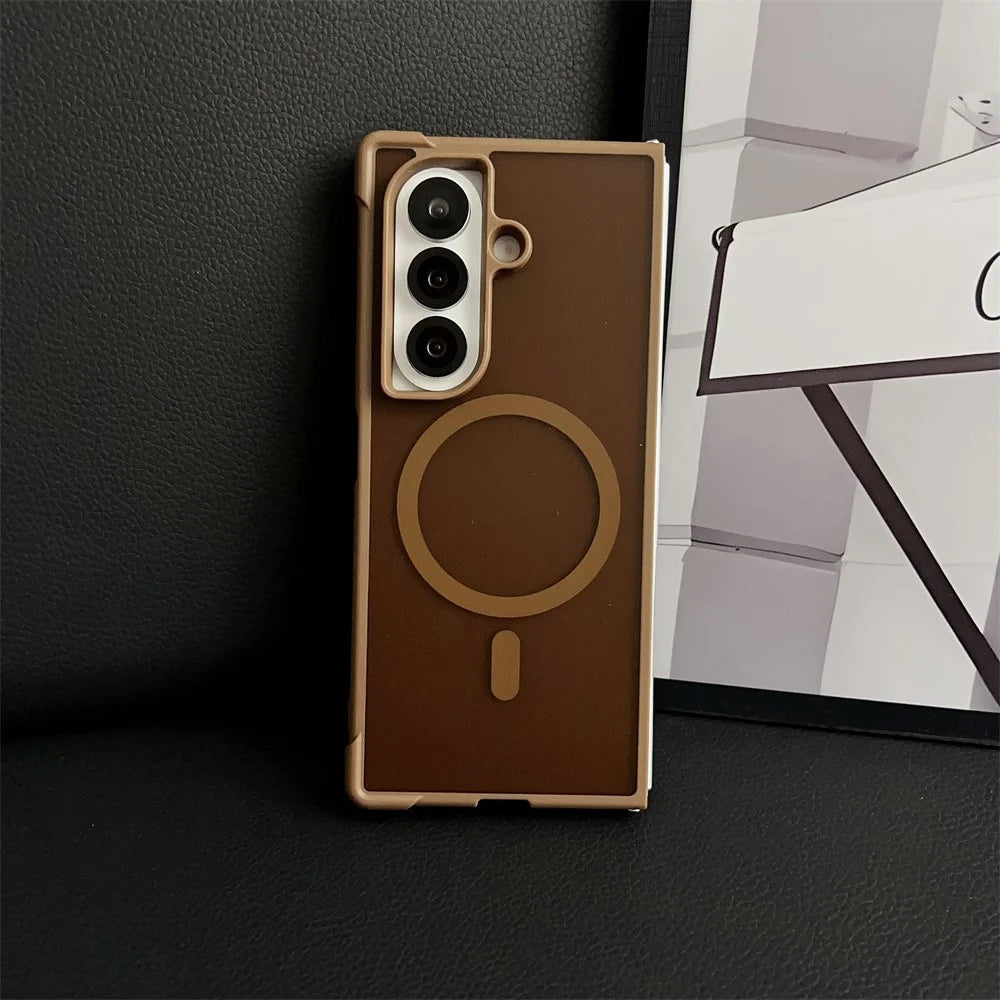 For Samsung Galaxy Z Fold7 5G Magnetic Case Shockproof Matte PC + TPU Phone Cover - Brown - 2