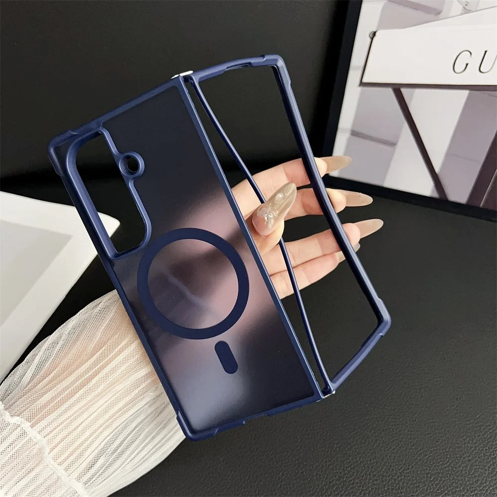 For Samsung Galaxy Z Fold7 5G Magnetic Case Shockproof Matte PC + TPU Phone Cover - Brown - 4