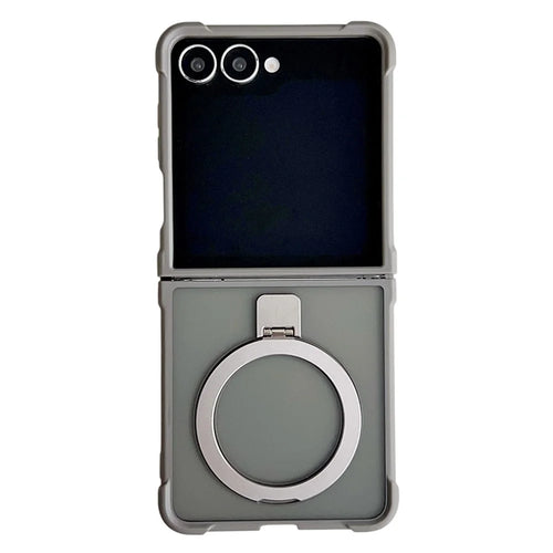 For Samsung Galaxy Z Flip7 5G Magnetic Case Kickstand Shockproof Matte PC + TPU Phone Cove - Grey - 1