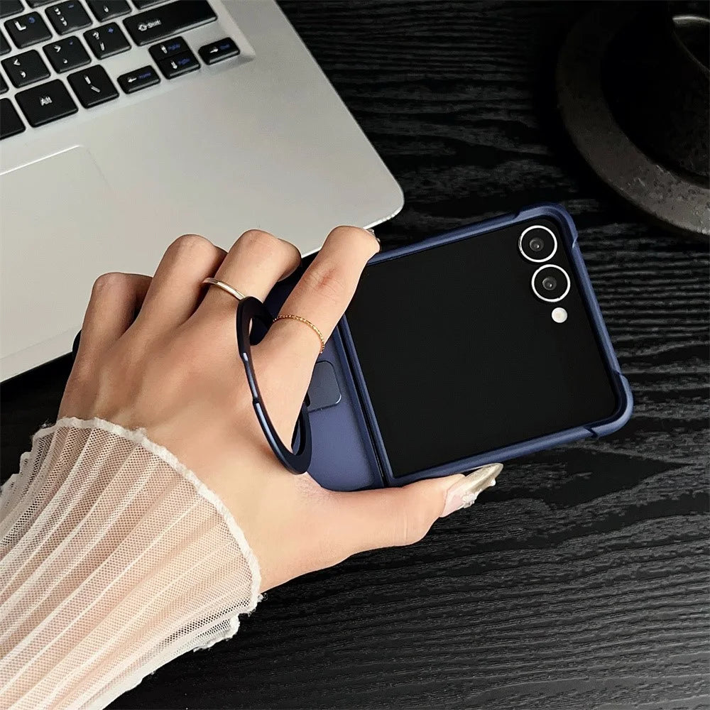 For Samsung Galaxy Z Flip7 5G Magnetic Case Kickstand Shockproof Matte PC + TPU Phone Cove - Grey - 6
