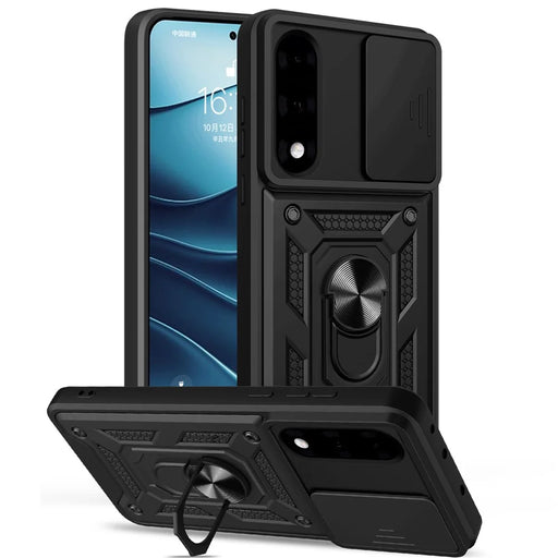 AMORUS For OnePlus Nord 5 5G / Ace 5 Ultra 5 5G Case Kickstand PC + TPU Phone Cover with Camera Lens Slider - Black - 1