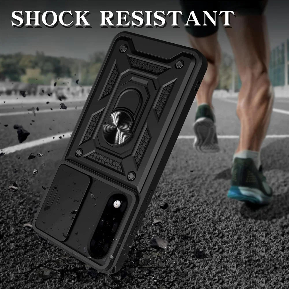 AMORUS For OnePlus Nord 5 5G / Ace 5 Ultra 5 5G Case Kickstand PC + TPU Phone Cover with Camera Lens Slider - Black - 2