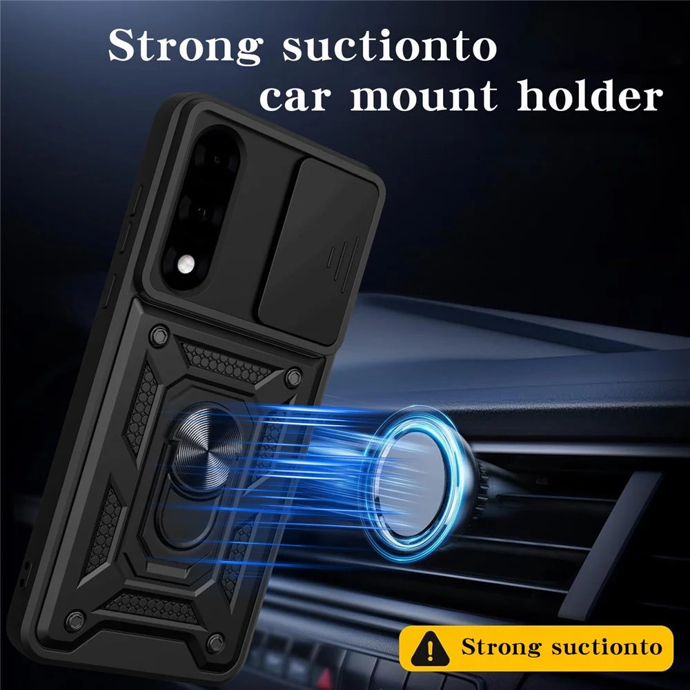 AMORUS For OnePlus Nord 5 5G / Ace 5 Ultra 5 5G Case Kickstand PC + TPU Phone Cover with Camera Lens Slider - Black - 3
